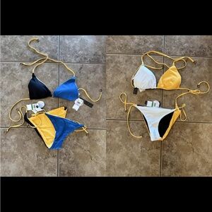 Reversible Blue and Yellow Bikini Set